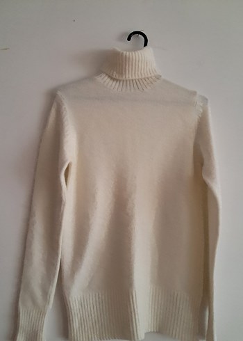 zara Beyaz Kadın Boğazlı Yün Kazak - Görsel 2