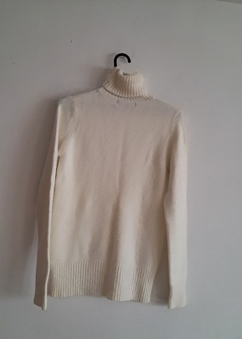 zara Beyaz Kadın Boğazlı Yün Kazak - Görsel 7