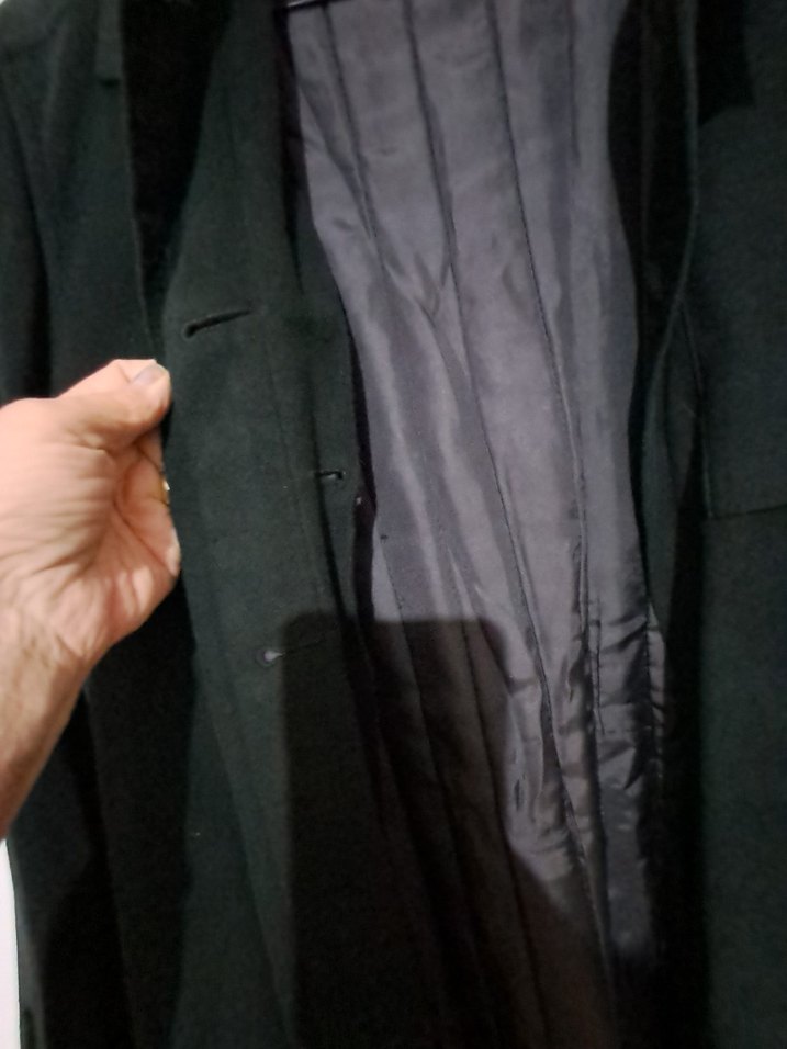 Düğmeli Siyah ünisex Kaban - Görsel 3