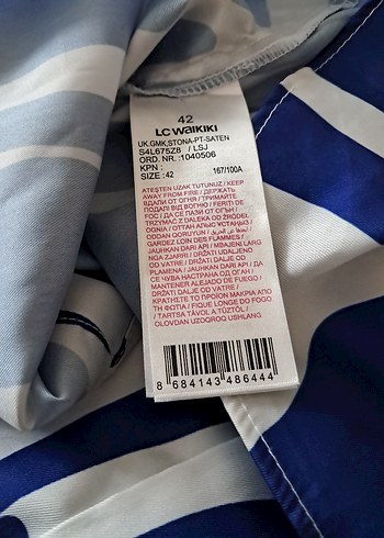 Kadın Mavi Beyaz Desenli Uzun Kollu Gömlek - Görsel 7