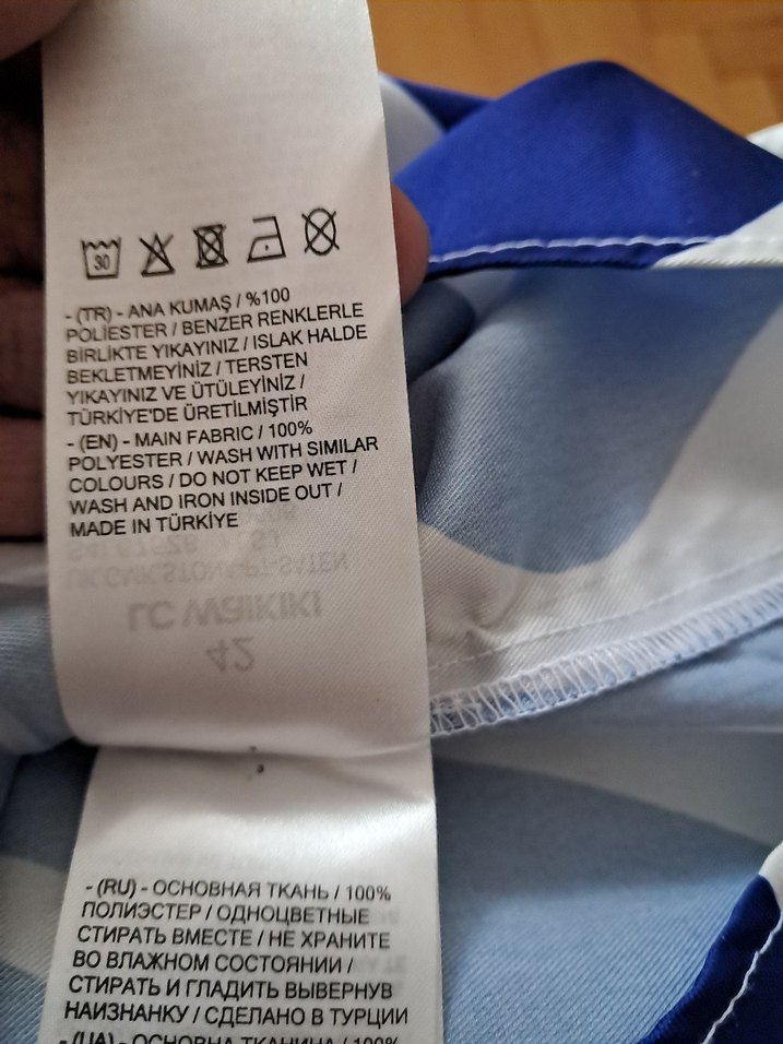 Kadın Mavi Beyaz Desenli Uzun Kollu Gömlek - Görsel 5