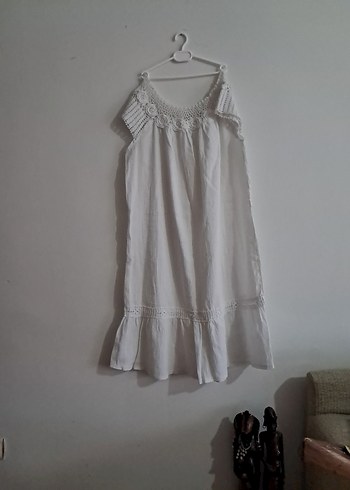 Kadın Bohem Midi Keten Elbise - Görsel 5