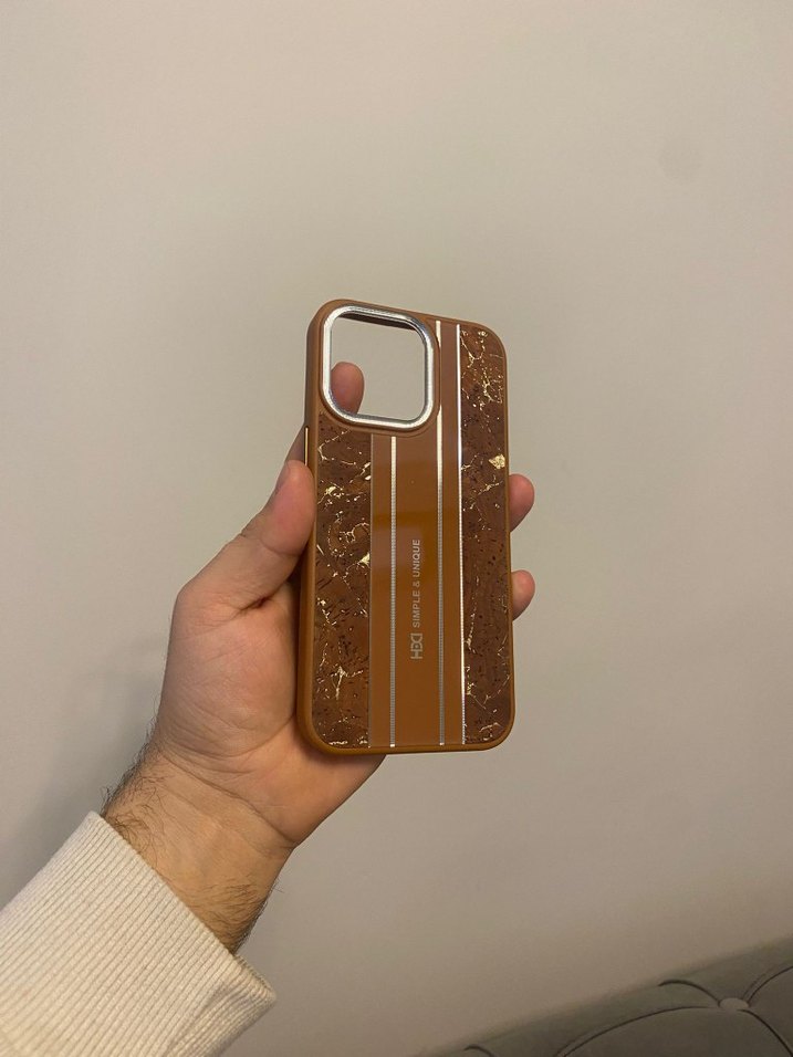 Kahverengi 15Pro Max Telefon Kılıfı Velcro - Görsel 2