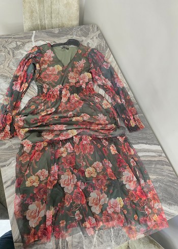 Bohem Şifon Uzun Elbise Çiçek Desenli - Görsel 3