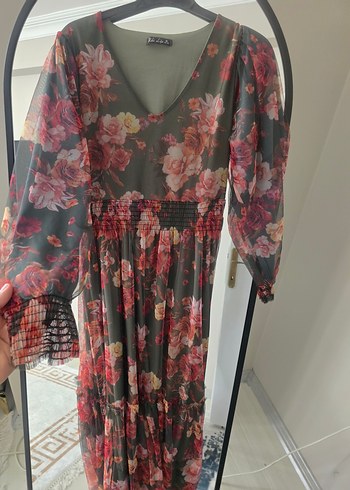 Bohem Şifon Uzun Elbise Çiçek Desenli - Görsel 2