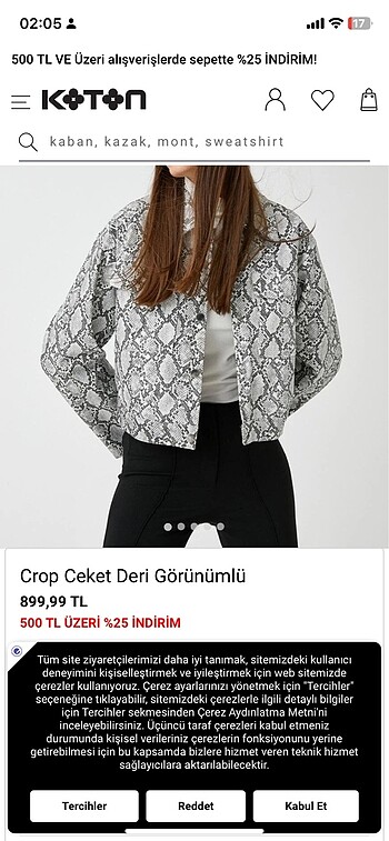 Crop Ceket Yılan Derisi Görünümlü