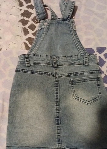 Kız Çocuk Nakışlı Kot Salopet Elbise - Görsel 2