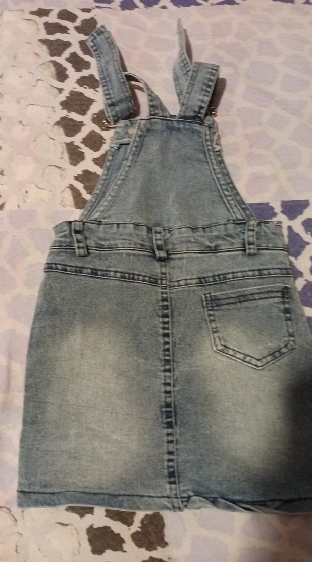 Kız Çocuk Nakışlı Kot Salopet Elbise - Görsel 2