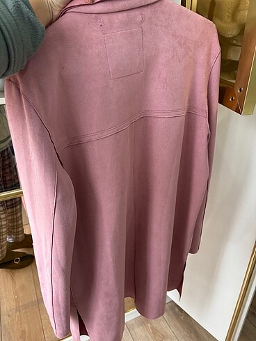 l Beden pembe Renk BERSHKA süet trençkot