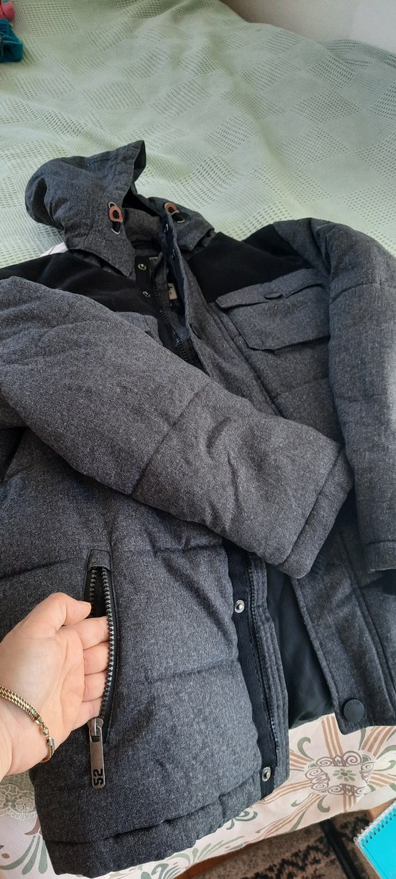 Gri Düğmeli Erkek Mont - Görsel 4