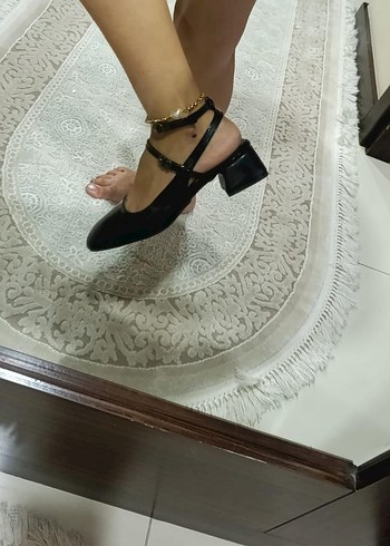 Siyah Blok Topuklu Kadın Klasik Ayakkabı - Görsel 5