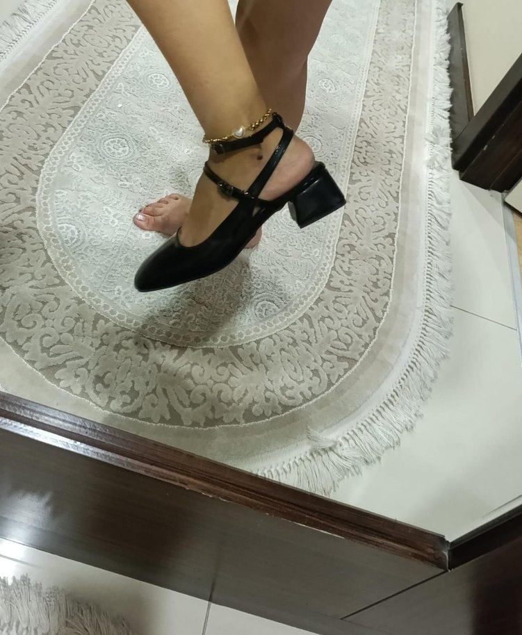 Siyah Blok Topuklu Kadın Klasik Ayakkabı - Görsel 5