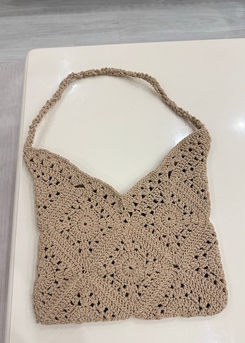 Pull and Bear Bej Örgü Dantel Detaylı Bohem Kadın Çanta