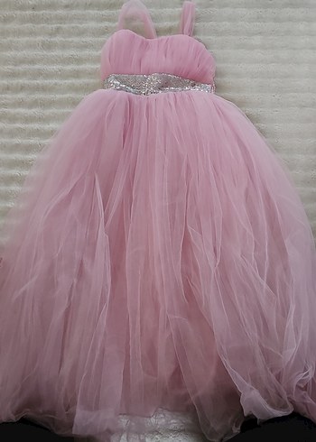 Klasik Bohem Pileli Pembe Kız Elbisesi