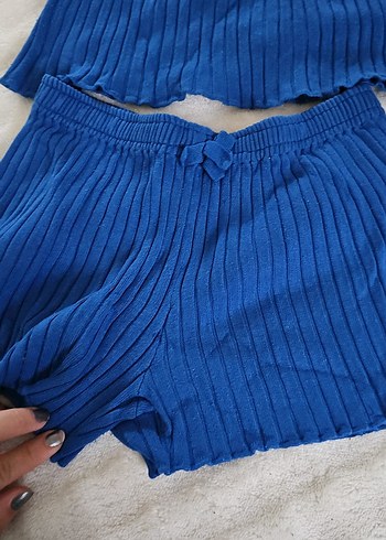 Mavi Mini Askılı Rahat Kız Çocuk Takımı - Görsel 2