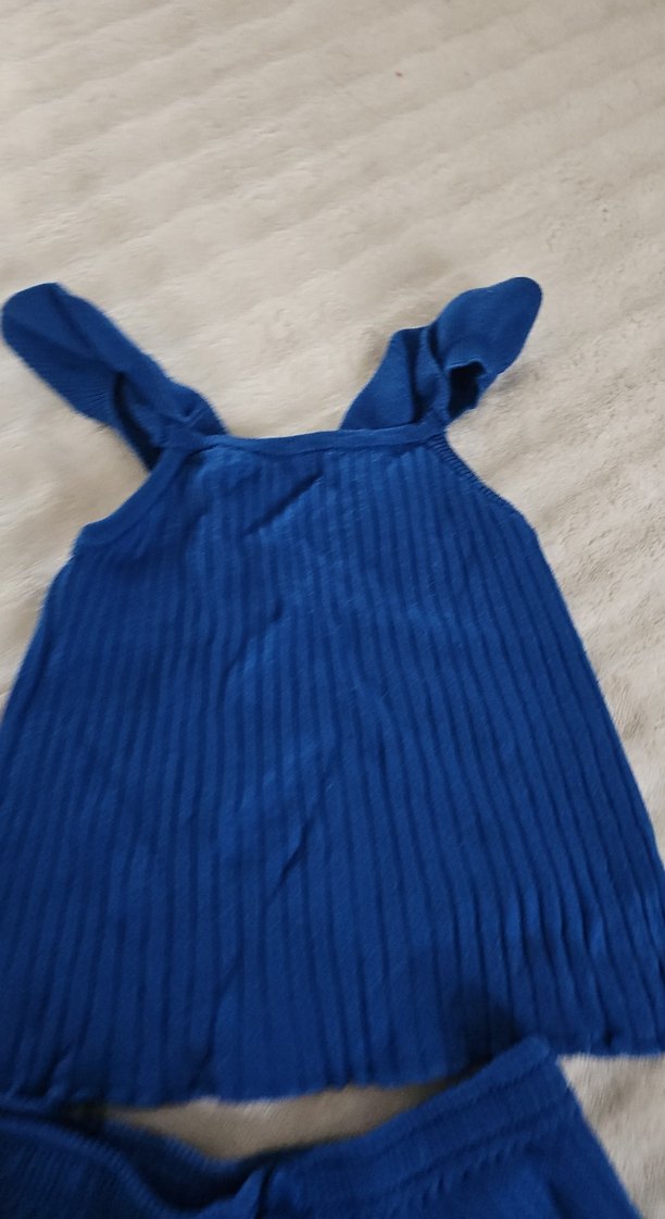 Mavi Mini Askılı Rahat Kız Çocuk Takımı - Görsel 4