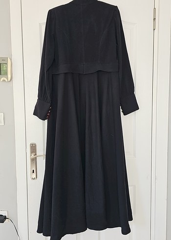 Düğmeli Siyah Uzun Kadın pardesü - Görsel 6