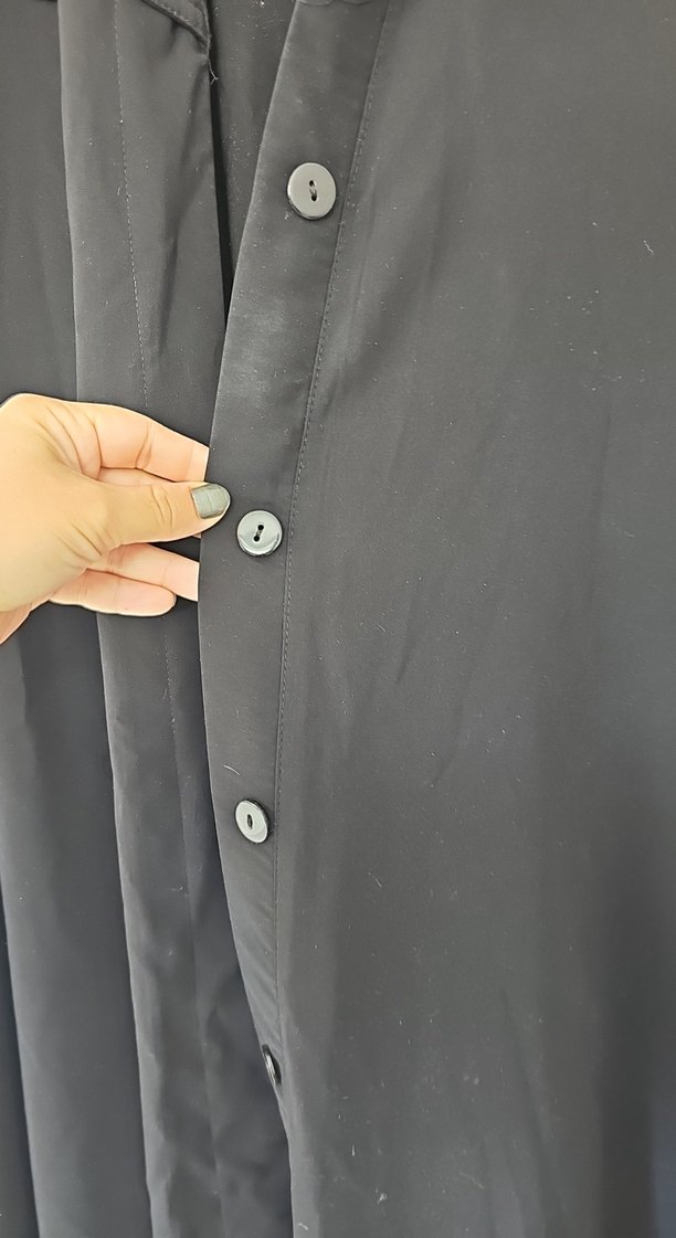 Düğmeli Siyah Uzun Kadın pardesü - Görsel 5