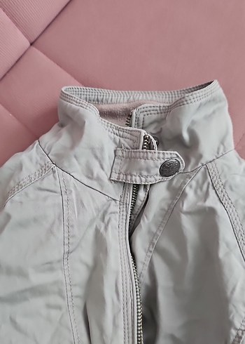 Gri Kadın Keten Fermuarlı Ceket - Görsel 6