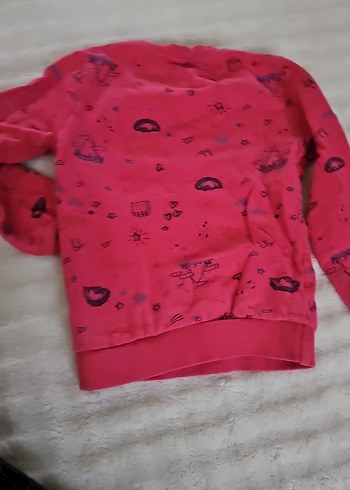 Kız Çocuk Renkli Baskılı Pembe Sweatshirt - Görsel 3