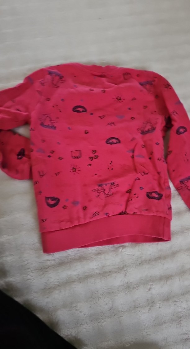 Kız Çocuk Renkli Baskılı Pembe Sweatshirt - Görsel 3