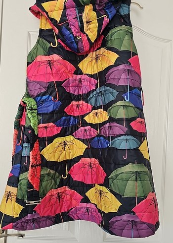 Kadın Çok Renkli Uzun Fermuarlı Şişme Yelek - Görsel 2