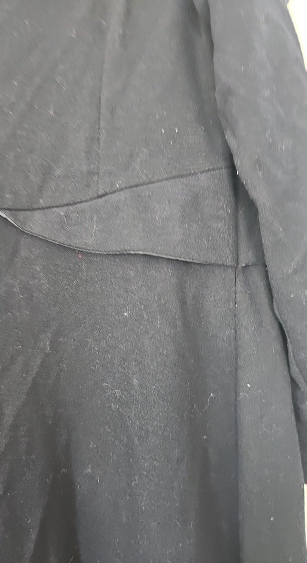 Lacivert Uzun Keten Kadın pardesü kaban - Görsel 3