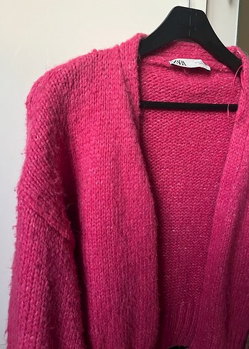 Zara Pembe Örgü Kadın Hırka