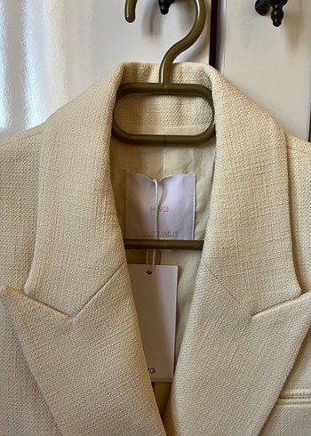 s Beden Düğmeli Beyaz Midi Blazer