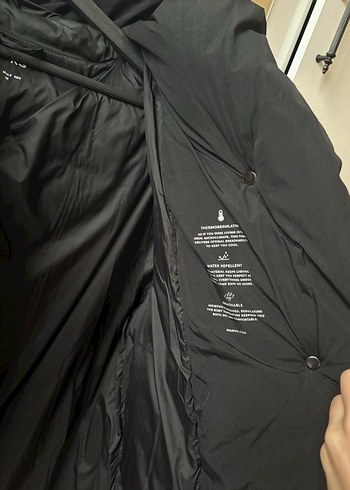 Düğmeli Siyah Midi Kadın Kışlık Mont - Görsel 2