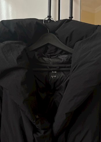 Düğmeli Siyah Midi Kadın Kışlık Mont - Görsel 3