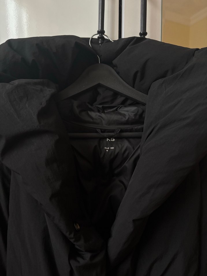 Düğmeli Siyah Midi Kadın Kışlık Mont - Görsel 3