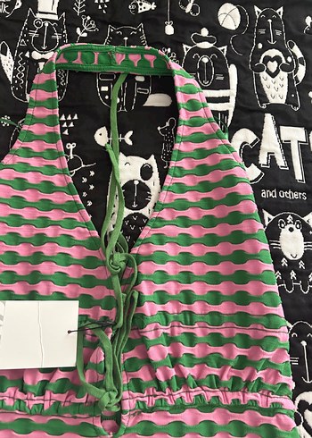 Örgü Halter Yaka Midi Elbise - Görsel 2