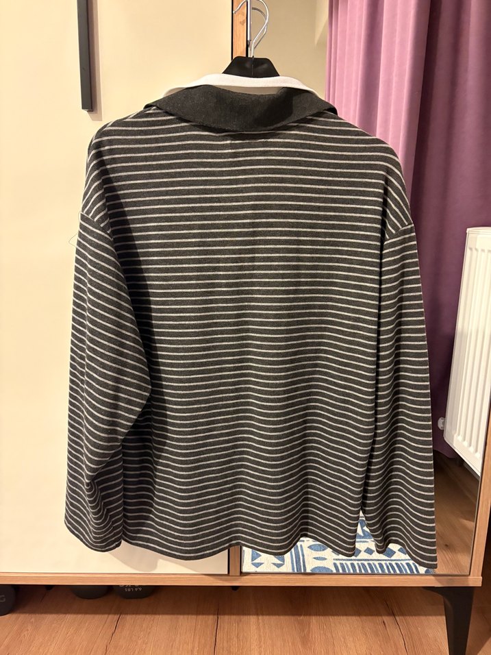 Çizgili Polo Yaka Uzun Kollu Tişört — görsel 3/5