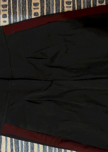 Zara Bordo Şeritli Kadın Midi Kumaş Pantolon