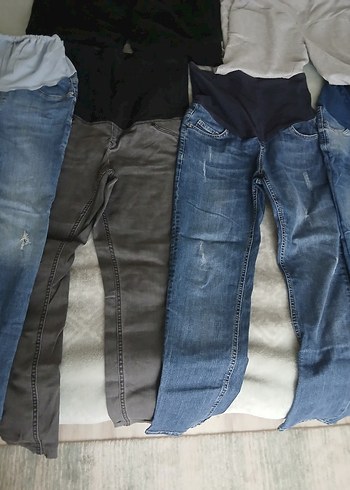 toplu satıs Gri Rahat Kesim Hamile Kot Pantolon - Görsel 3