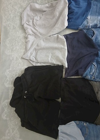 toplu satıs Gri Rahat Kesim Hamile Kot Pantolon - Görsel 5