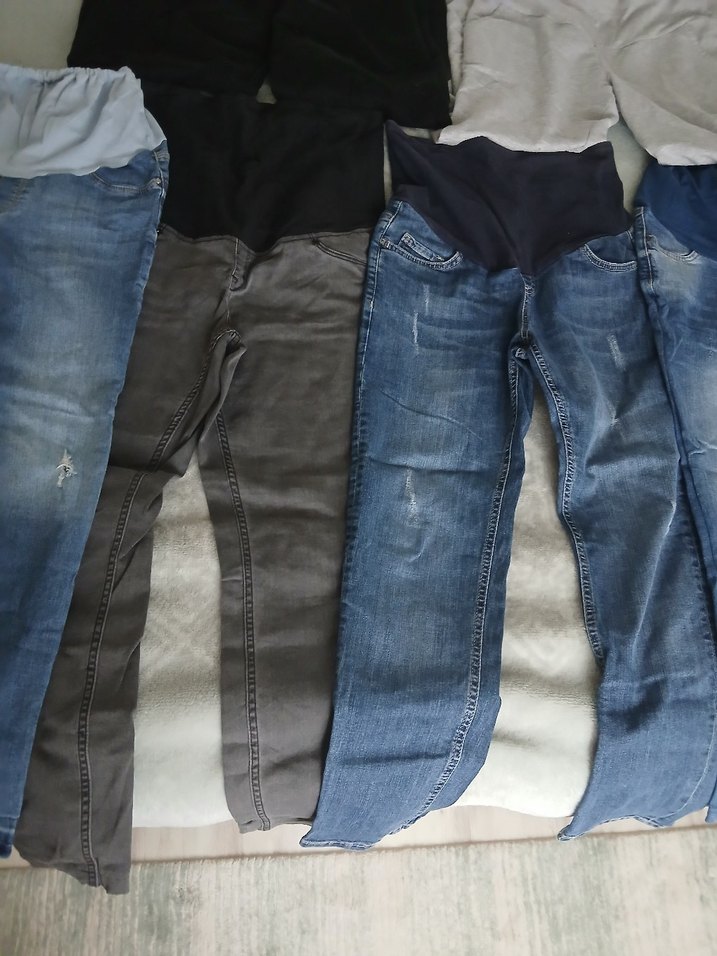 toplu satıs Gri Rahat Kesim Hamile Kot Pantolon - Görsel 3