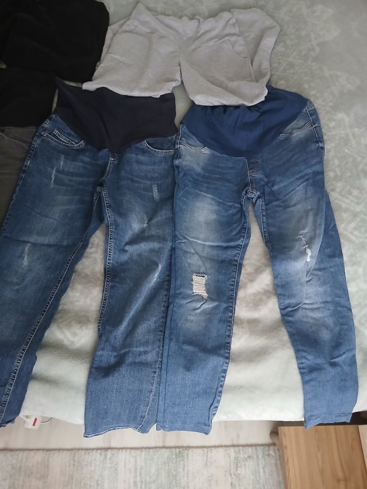 toplu satıs Gri Rahat Kesim Hamile Kot Pantolon - Görsel 4