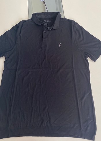 All Saints Siyah Minimal Polo Tisort