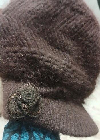 Bohem Tarzı Kahverengi Örgü Kadın Bere - Görsel 7