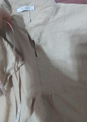 xl Beden camel Renk Bej Uzun Hamile Keten Tunik