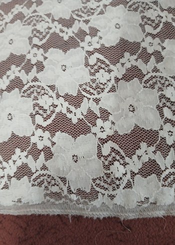 Beden beyaz Renk Bej Dantel Detaylı Kadın tül kumaş 170×96cm