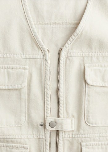 H&M Krem Gabardin Kargo Yelek