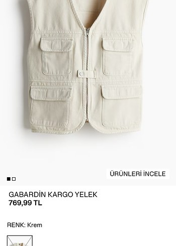 Krem Gabardin Kargo Yelek