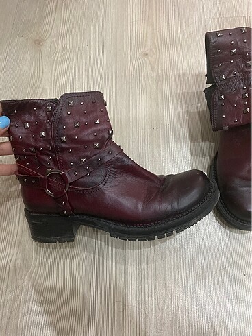 37 Beden bordo Renk Hakiki deri bordo bot 37 numara