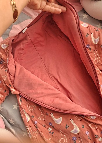5 Yaş Beden pembe Renk Kız Çocuk Fermuarlı Pembe Uyku Tulumu