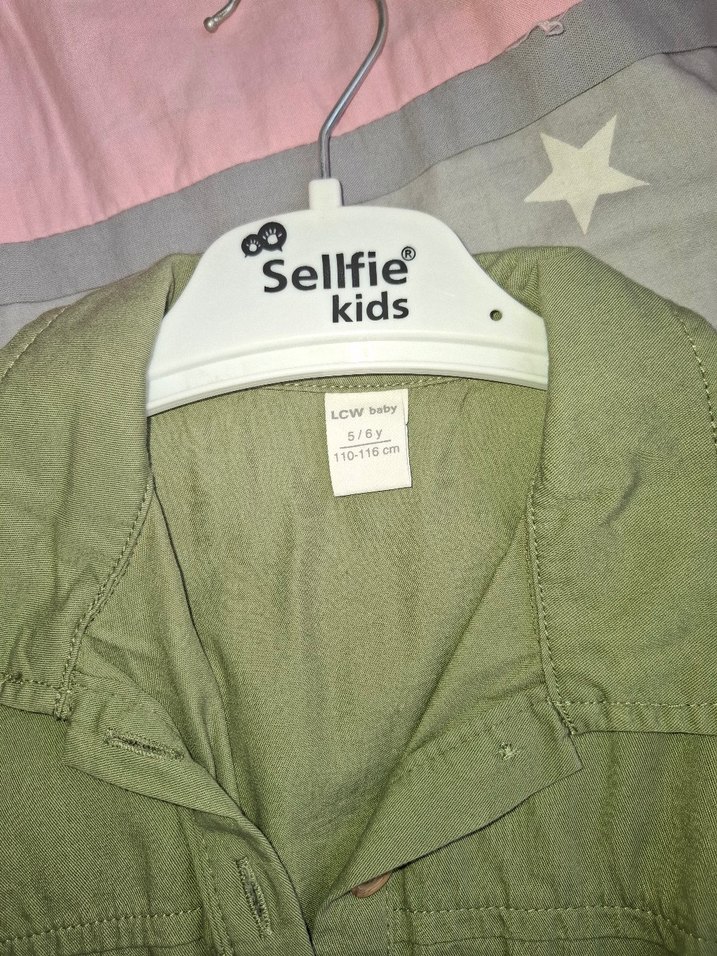 Kızlar İçin Keten Kısa Kollu Tulum - Görsel 2