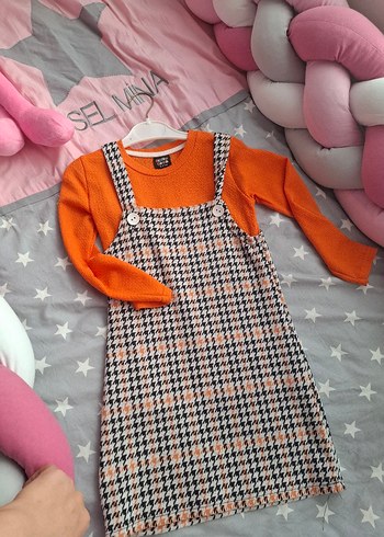 Turuncu Uzun Kollu Triko Kız Elbisesi - Görsel 3