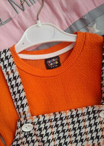Turuncu Uzun Kollu Triko Kız Elbisesi - Görsel 2